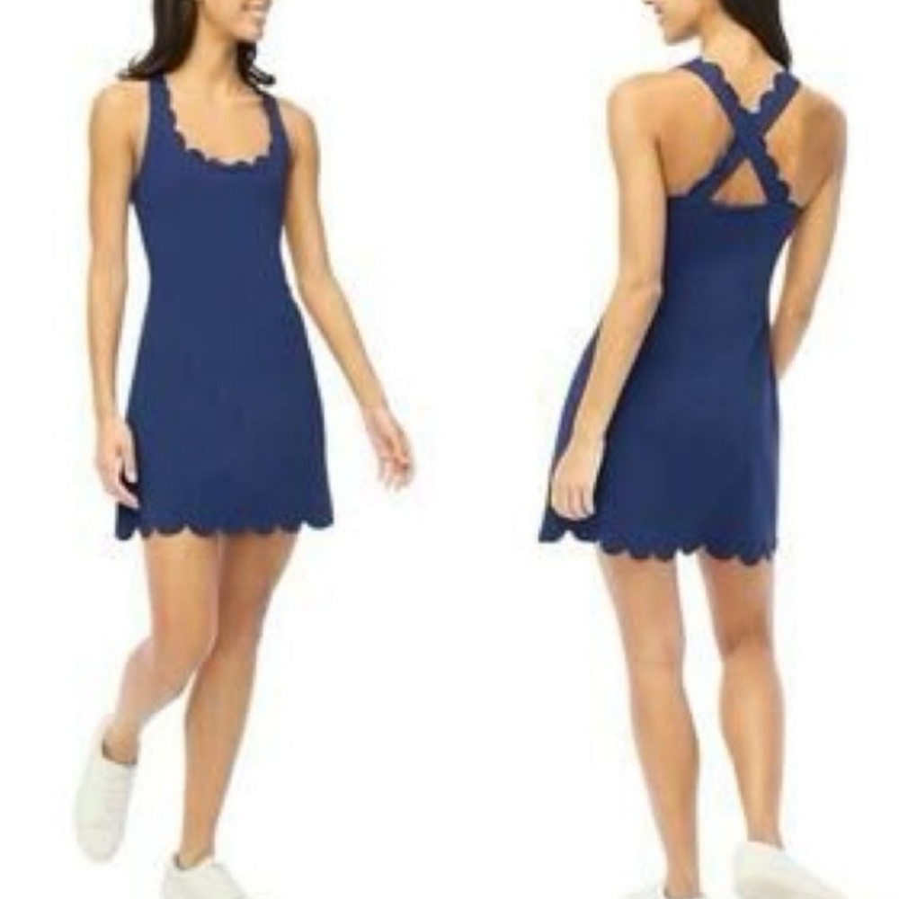 J. Crew Scalloped Active Dress Navy Medium